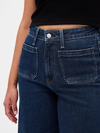 Curvy High Rise Stride Wide-Leg Ankle Jeans
