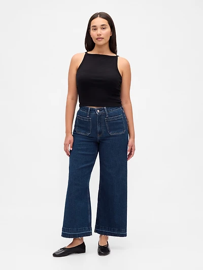 Curvy High Rise Stride Wide-Leg Ankle Jeans
