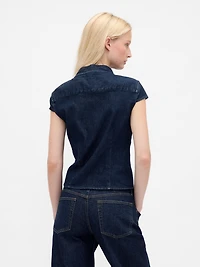 Denim Tie-Neck Top