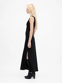 Satin Lace-Trim V-Neck Maxi Slip Dress