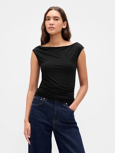 Off-Shoulder Ruched Crop Top