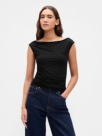 Off-Shoulder Ruched Crop Top