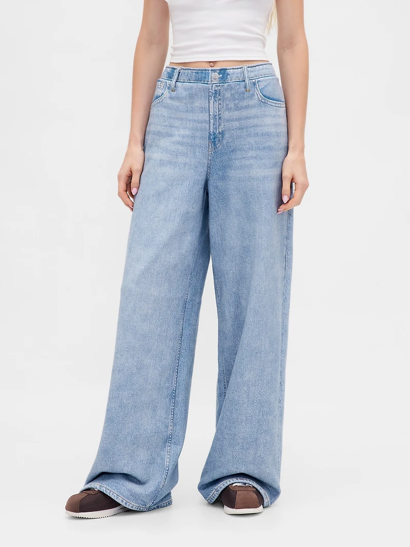 Printed Knit Baggy Jeans
