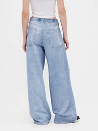Printed Knit Baggy Jeans