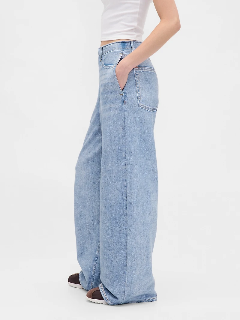 Printed Knit Baggy Jeans