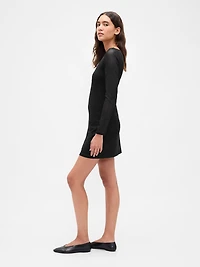 Mesh Boatneck Mini Dress