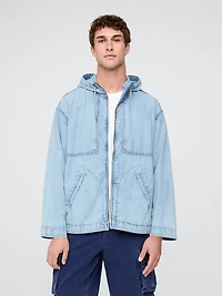 Denim Ripstop Oversized Anorak Zip Jacket