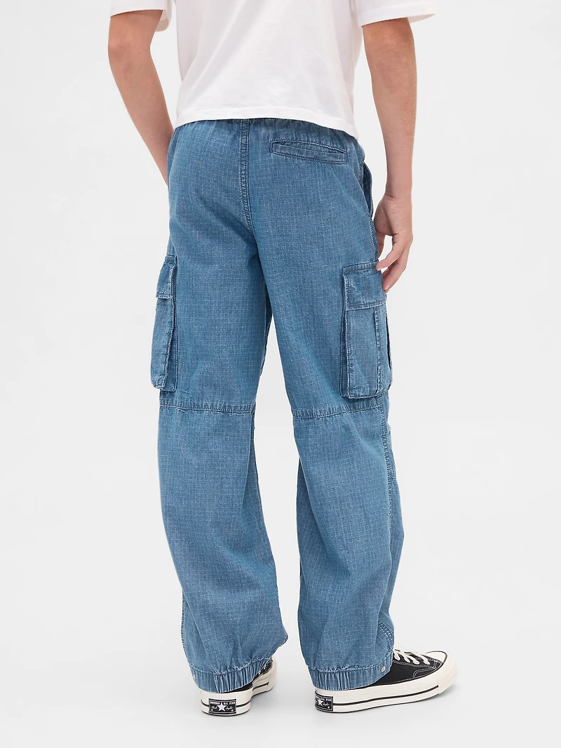 Kids Denim Baggy Cargo Joggers