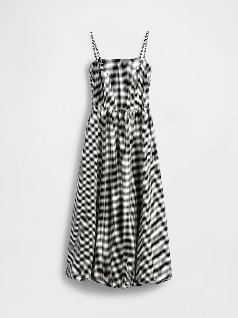Poplin Gingham Bubble Midi Dress