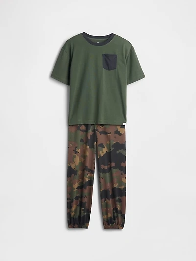 Kids Camo Recycled PJ Jogger Set