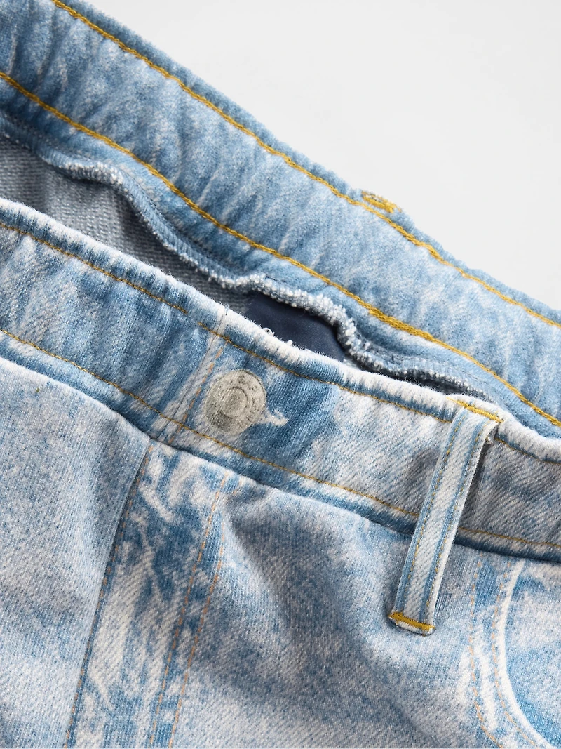 Printed Knit Baggy Jeans