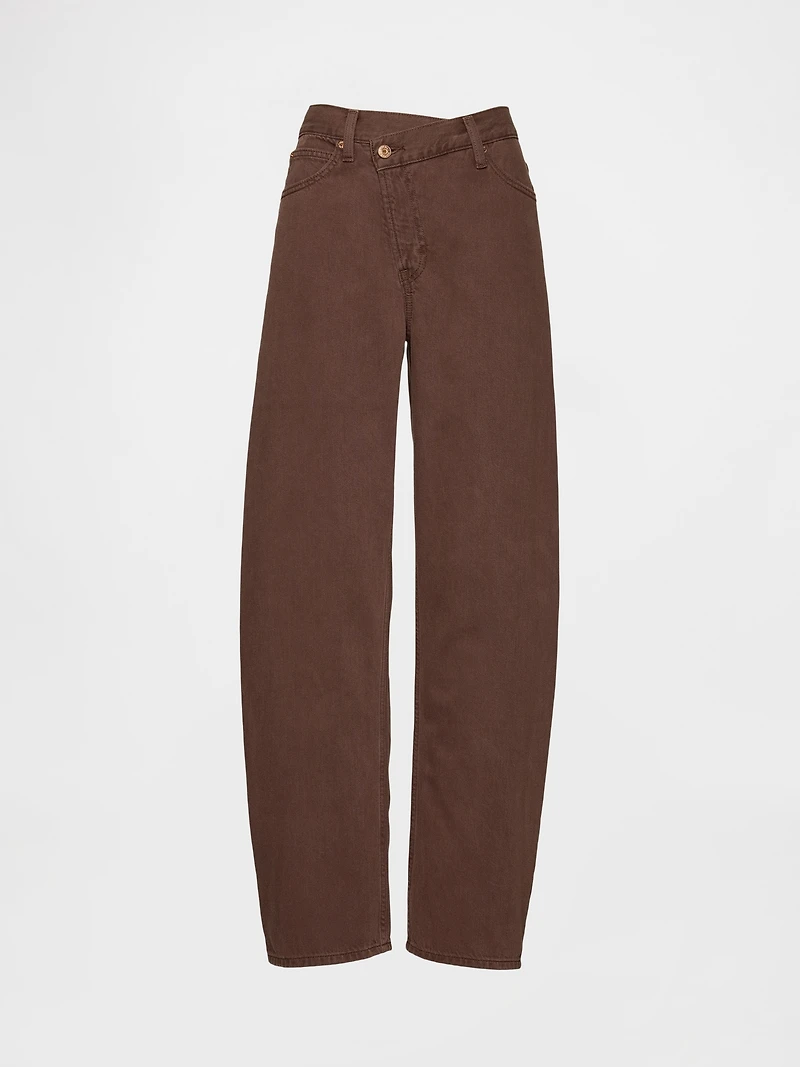 High Rise UltraSoft Crossover Barrel Jeans