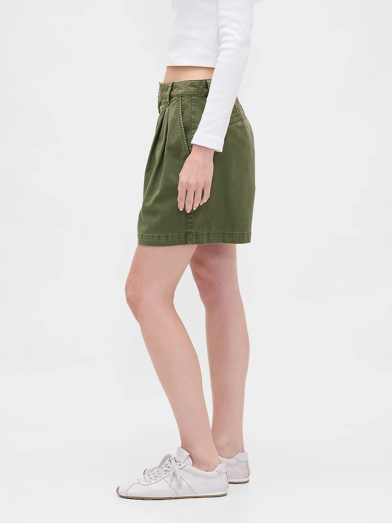 6" Mid Rise Twill Pleated Trouser Shorts