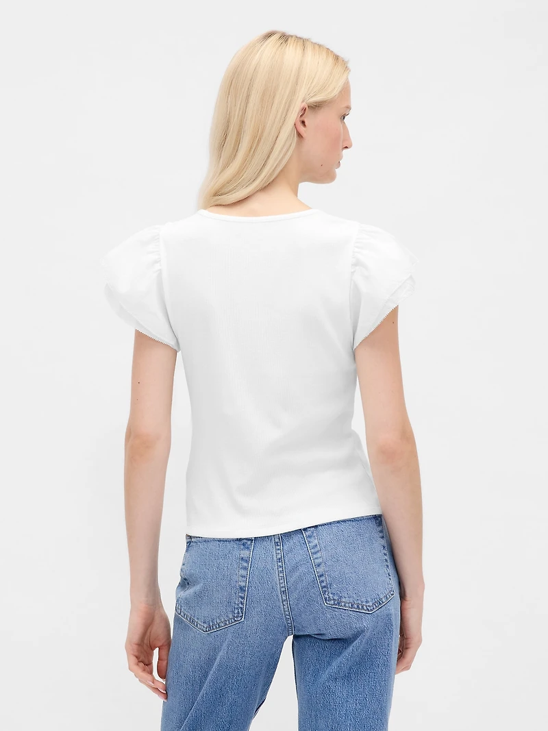 Modern Ruffle Puff-Sleeve Crop T-Shirt