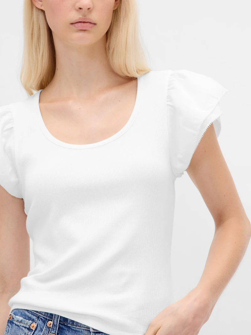 Modern Ruffle Puff-Sleeve Crop T-Shirt