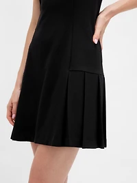 Square-Neck Pleated Mini Dress