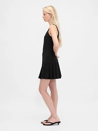 Square-Neck Pleated Mini Dress