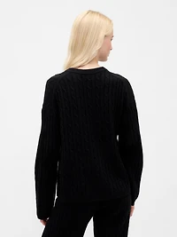 CashSoft Oversized Cable-Knit Sweater