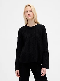 CashSoft Oversized Cable-Knit Sweater