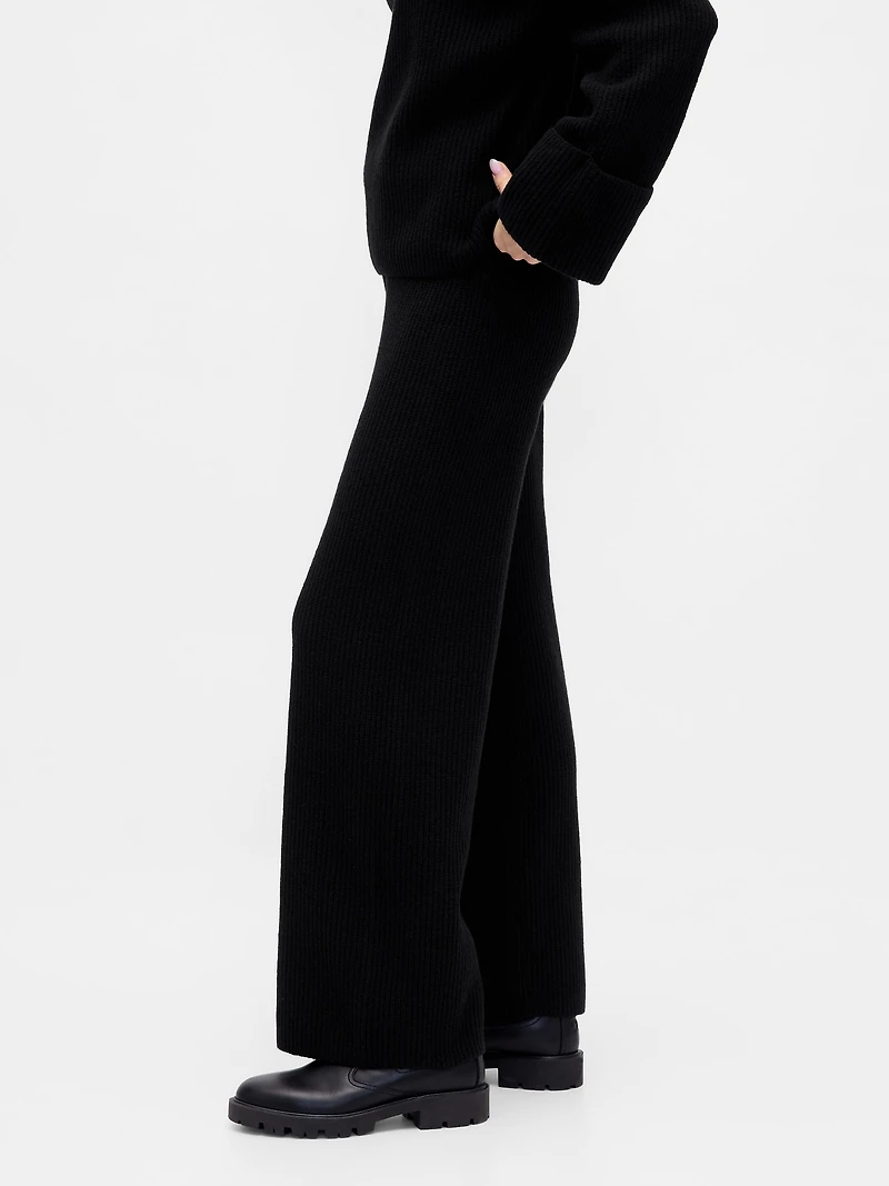 CashSoft Shaker-Stitch Sweater Pants