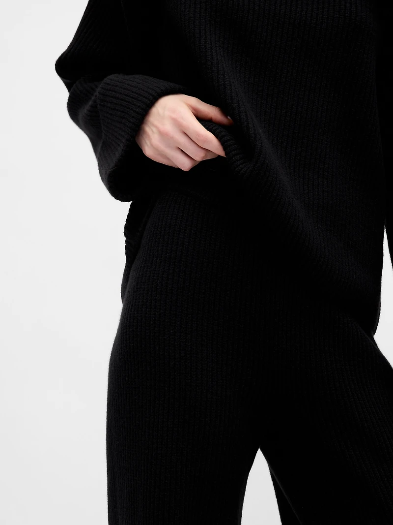 CashSoft Shaker-Stitch Sweater Pants