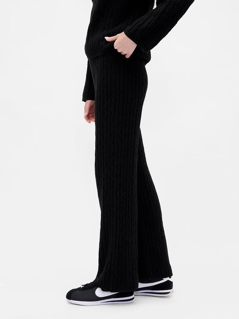 CashSoft Cable-Knit Sweater Pants
