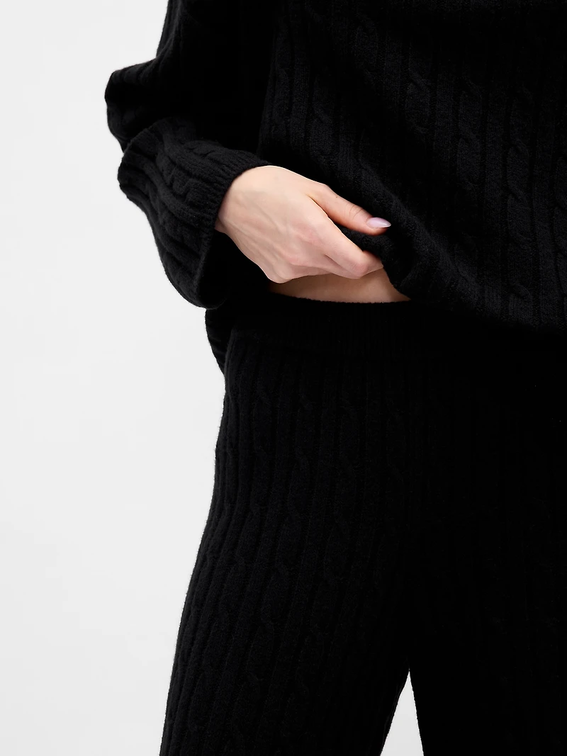 CashSoft Cable-Knit Sweater Pants