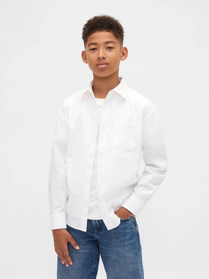 Kids Organic Cotton Poplin Relaxed Shirt