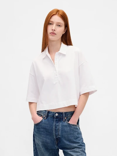 Organic Cotton VintageSoft Heavyweight Crop Polo Shirt