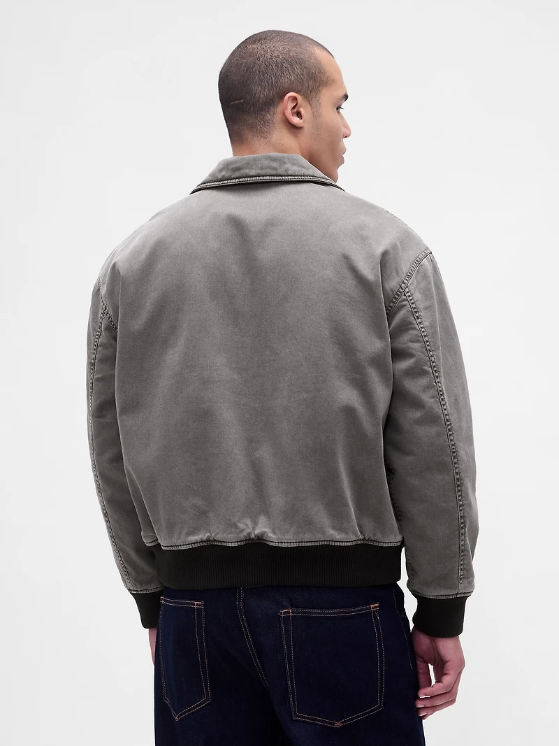 Washed Twill Bomber Jacket