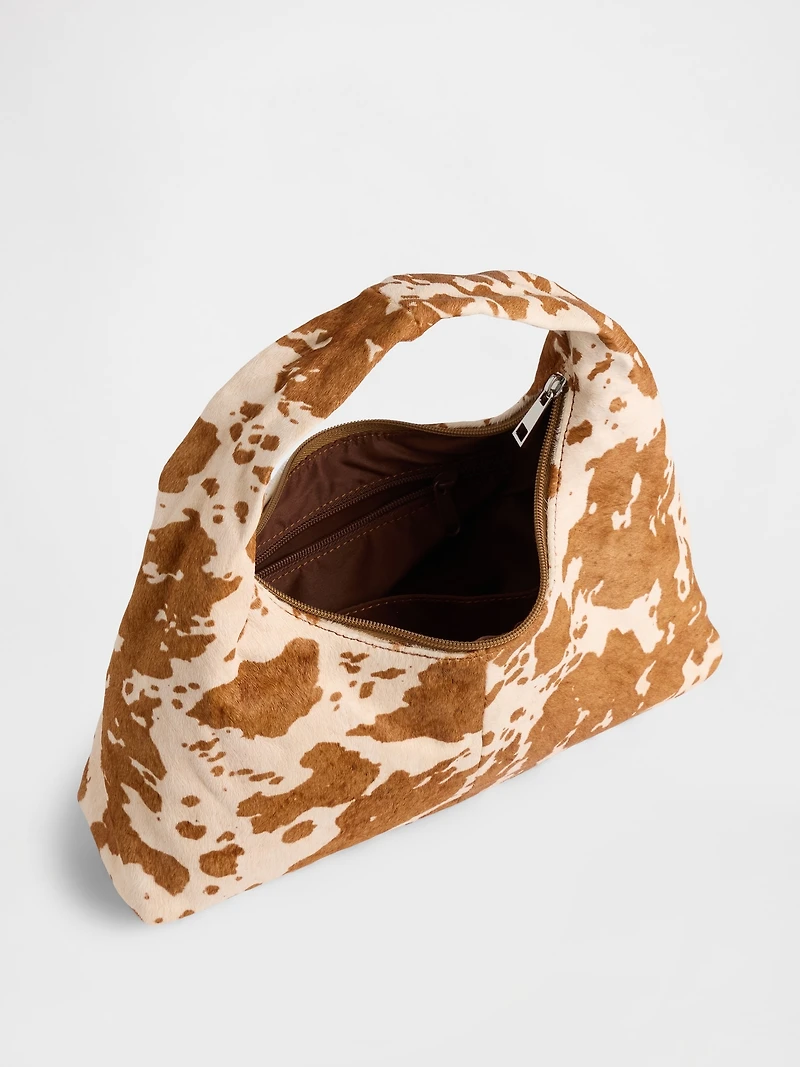Cow Print Calf Hair Mini Slouchy Bag