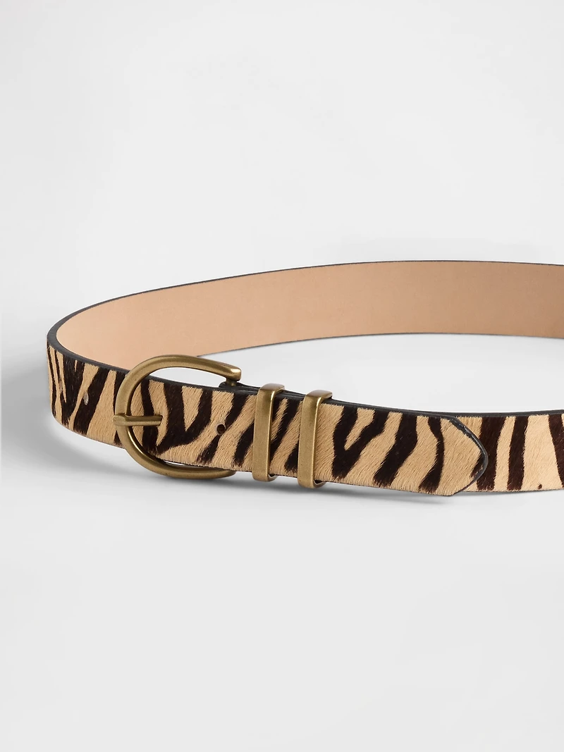 Tiger Print Calf Hair Belt