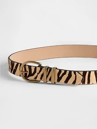 Tiger Print Calf Hair Belt
