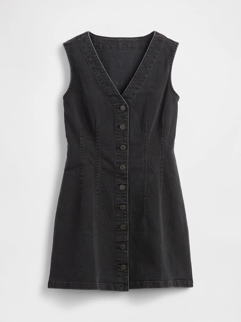 Denim V-Neck Mini Dress