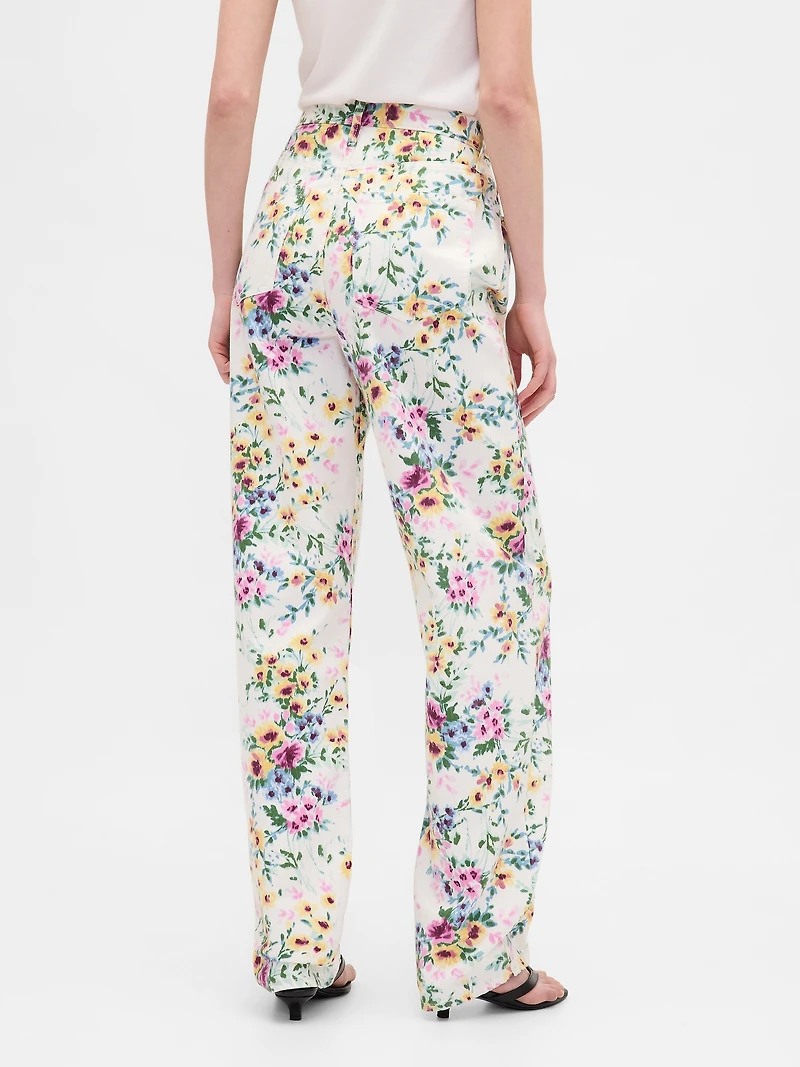 High Rise Floral Barrel Jeans