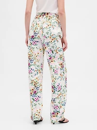 High Rise Floral Barrel Jeans