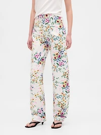 High Rise Floral Barrel Jeans