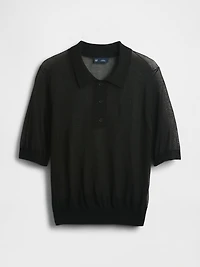 Sheer Crop Polo Sweater