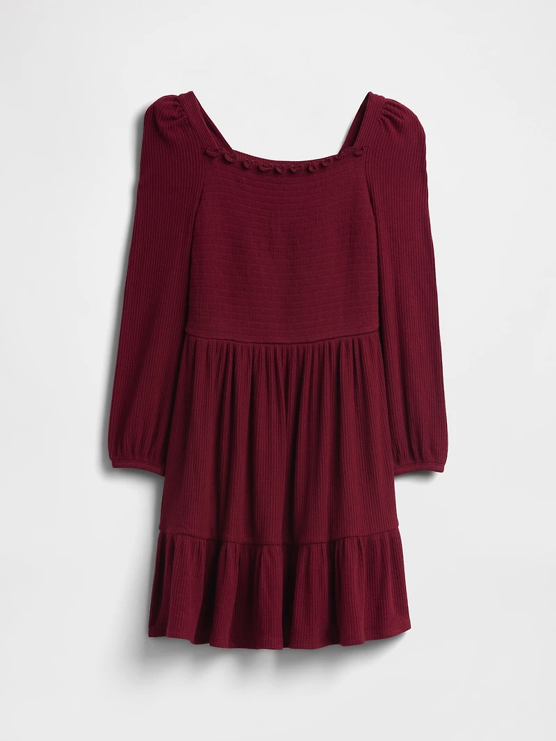 Kids Softspun Smocked Square-Neck Dress