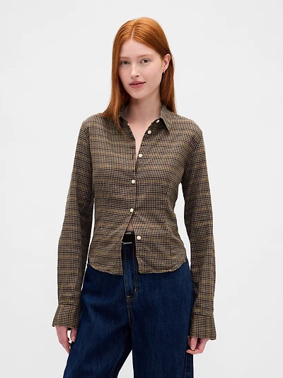 Flannel Fitted Plaid Shirt