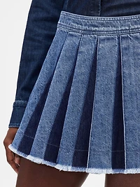 Pleated Denim Mini Skirt