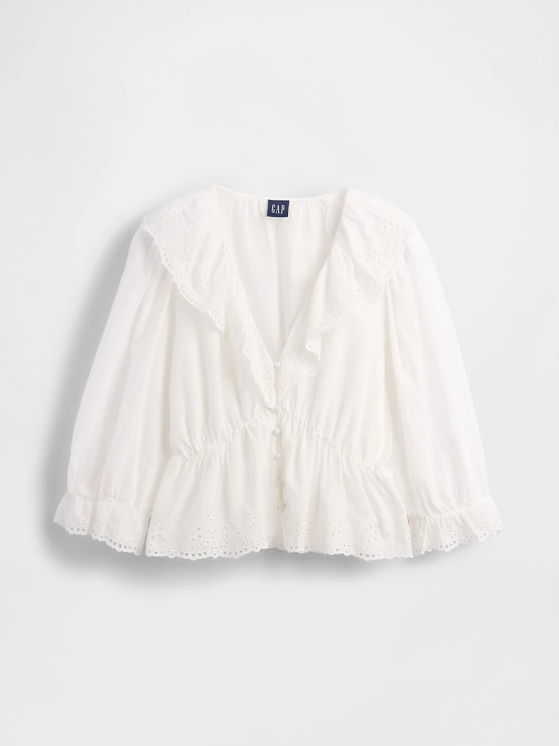 Ruffle Collar V-Neck Top