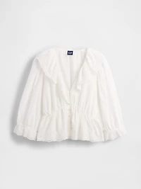 Ruffle Collar V-Neck Top