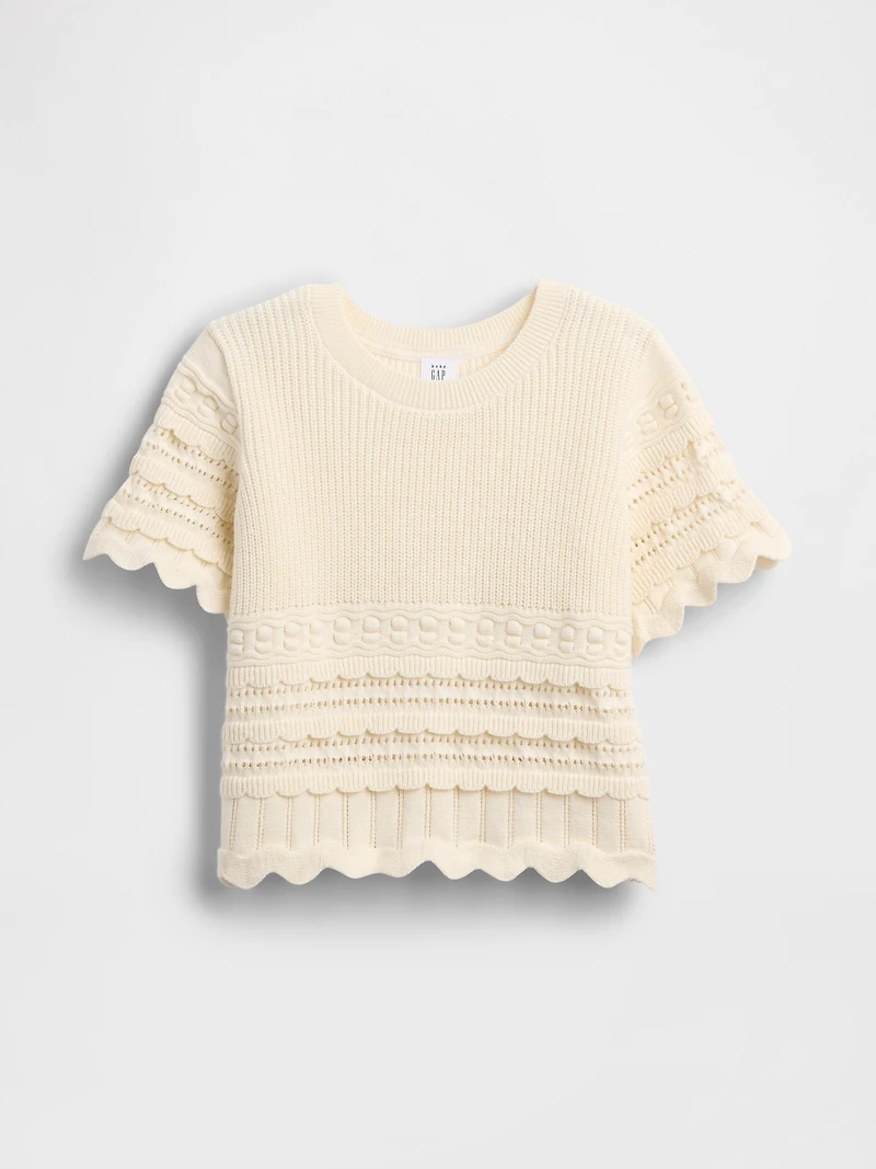 Baby & Toddler Scalloped Mixed-Stitch Sweater