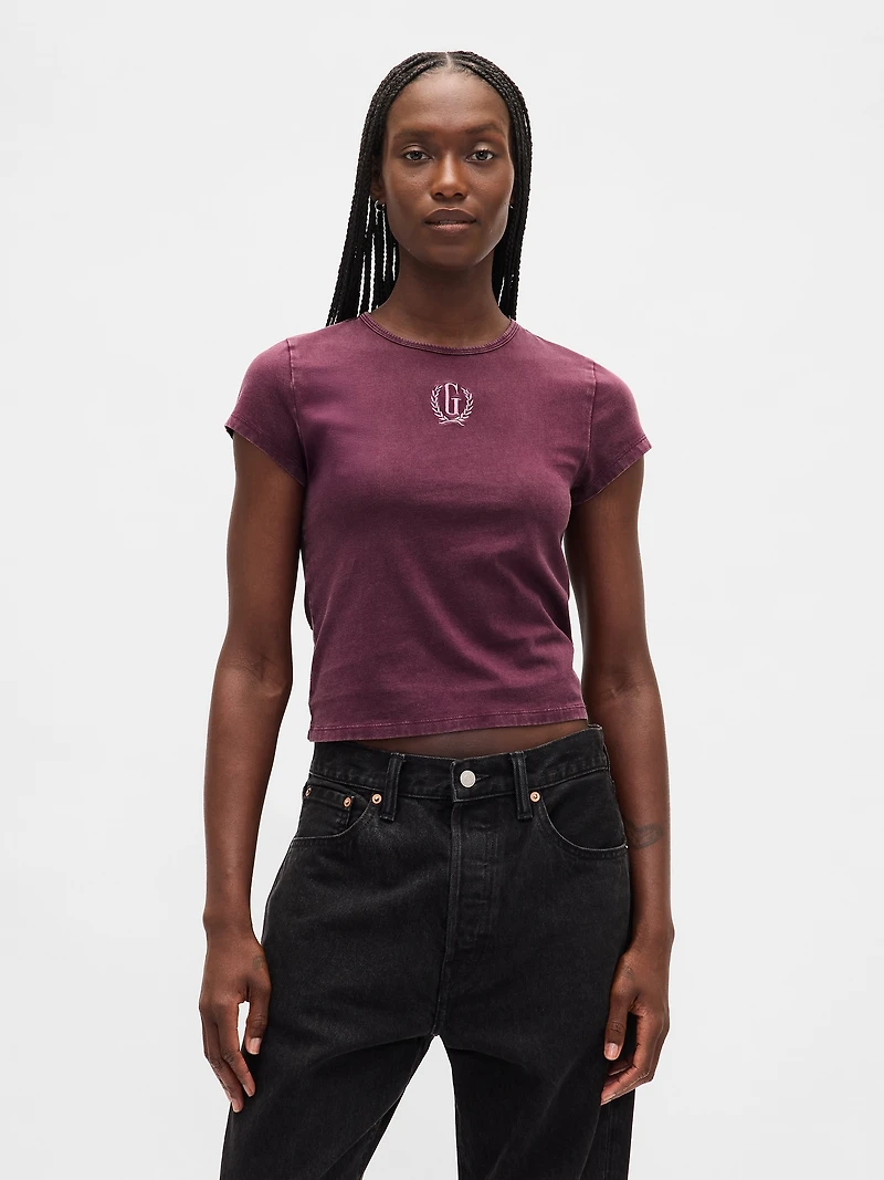 Cotton Jersey Crop Logo T-Shirt