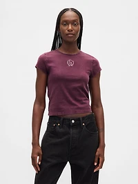 Cotton Jersey Crop Logo T-Shirt