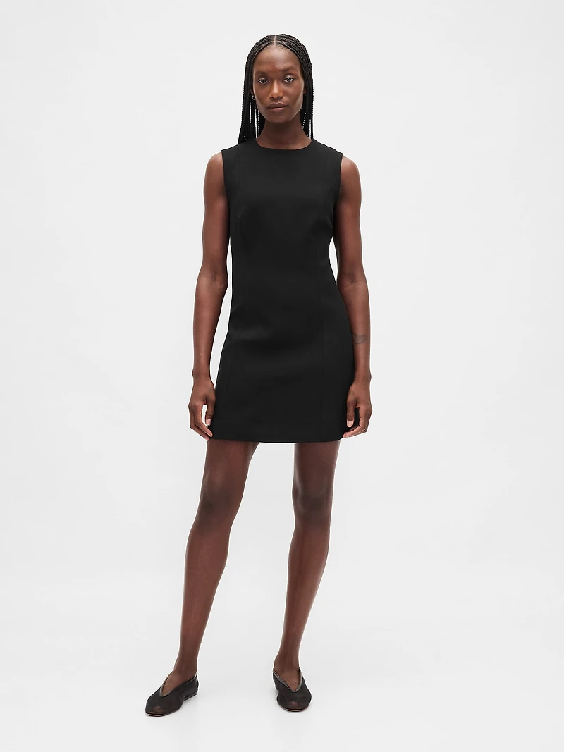 High-Neck Mini Shift Dress