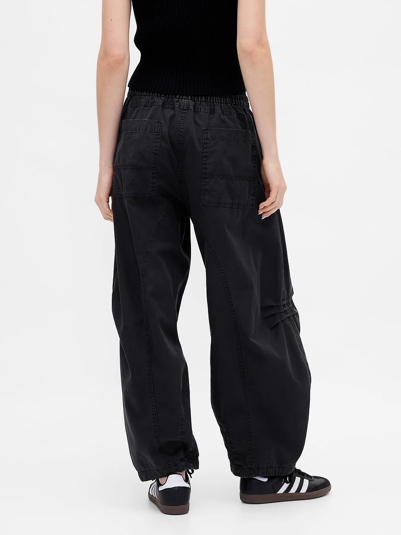 Mid Rise Twill Barrel Pants