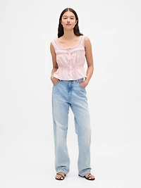 Lace-Trim Peplum Top