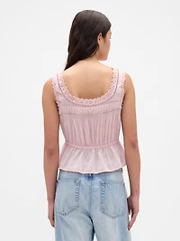 Lace-Trim Peplum Top